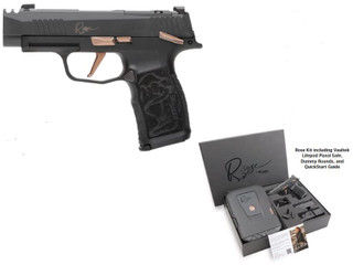 Sig P365 XL Compensated micro-compact 9mm pistol with Rose Gold controls.